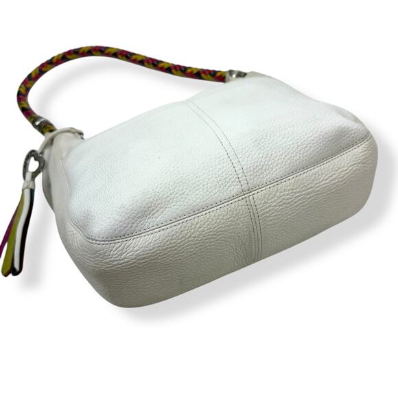 BRIGHTON Barbados Ziptop Hobo white leather shoulder bag with rainbow strap - Picture 6 of 16
